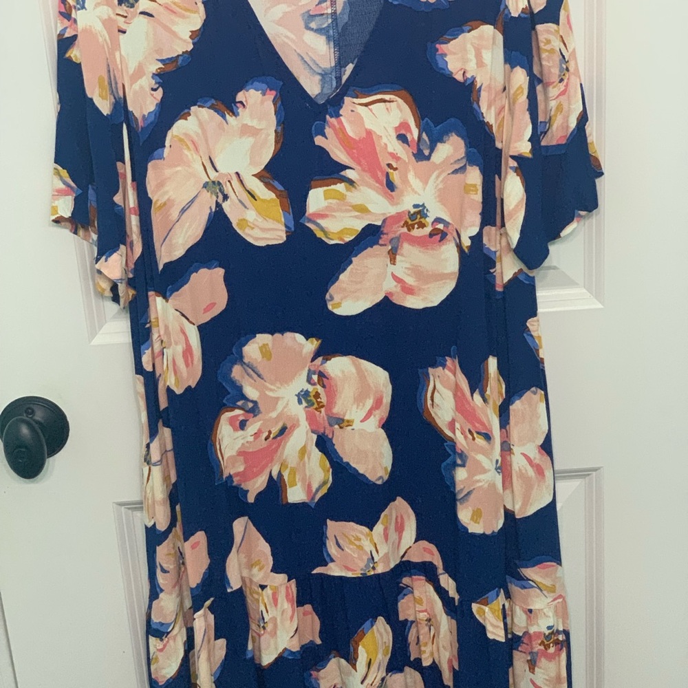 COPY - A new day Blue multi color blue dress with flowers. No tags but never wo…